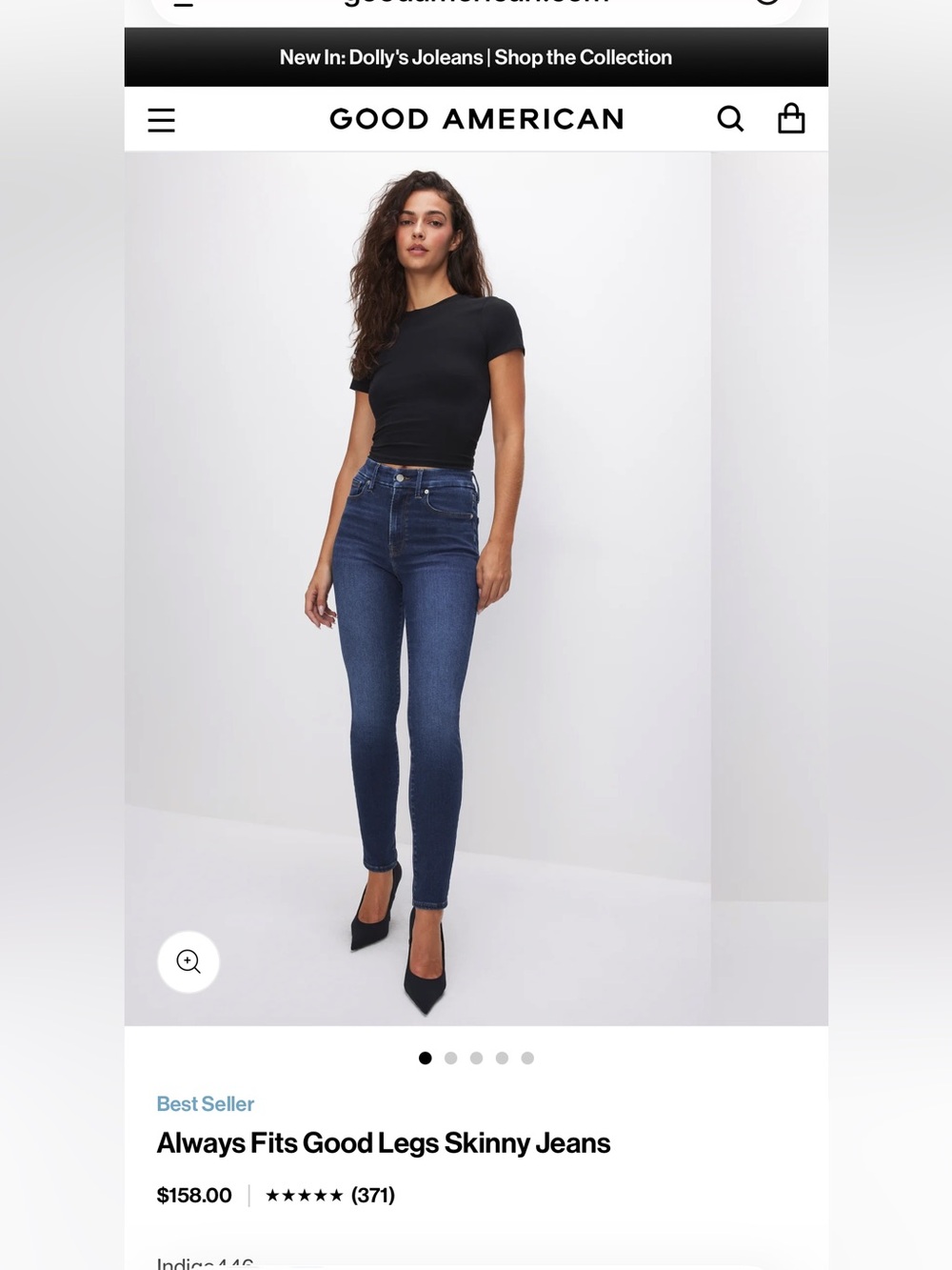 Good American Always Fits Slim Straight Dark Blue Jeans